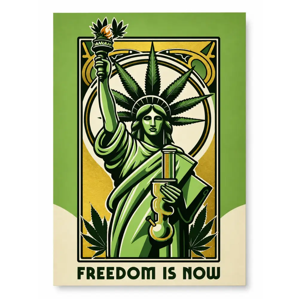 Kolekcjonerski Plakat High Labs Art „Freedom Is Now” B2 (50 × 70 cm) – Minimalistyczny Manifest Wolności ze Złotą Folią 3D