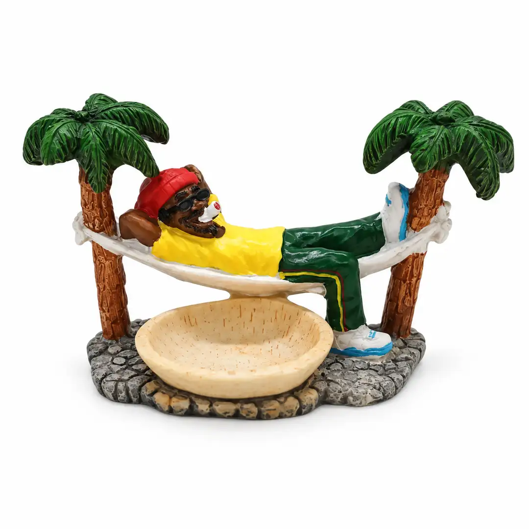 Ceramiczna Popielniczka Rasta na Hamaku Figurka Palmy 12 cm