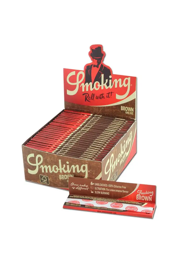 Bletki Smoking Brown King Size Slim – niebielone bibułki ryżowe