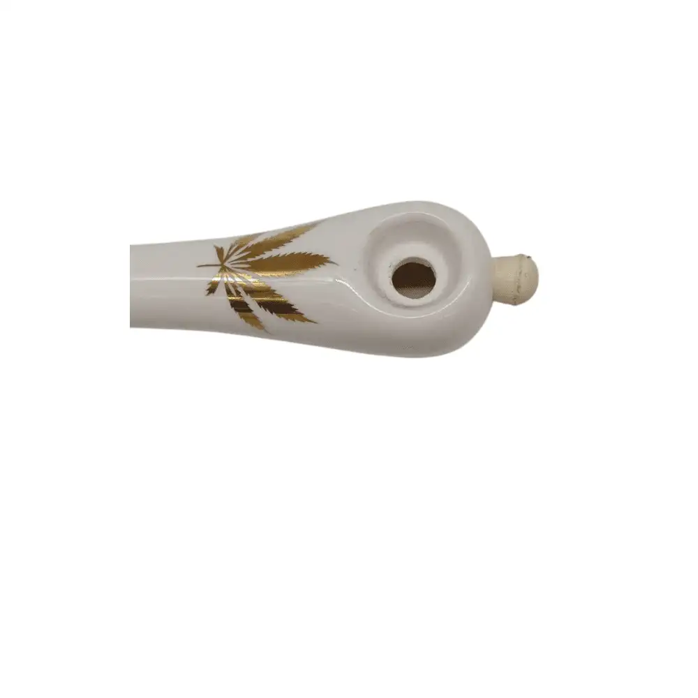 Ceramiczna fajka ze złotym listkiem