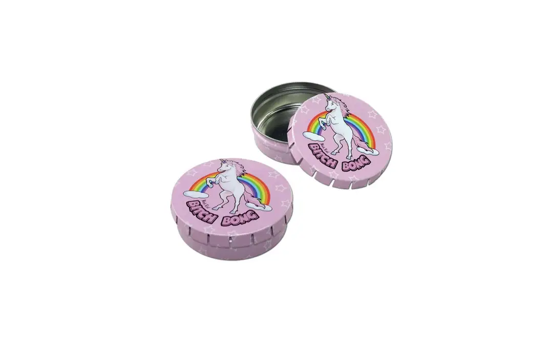 Metalowe pudełko Bitch Bong unicorn różowe 55 mm