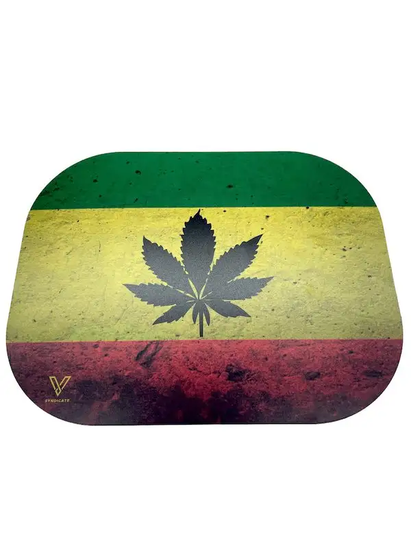 Magnetyczna tacka do skręcania Liść Rasta metalowa tacka do kręcenia jointów 18 x 14 cm
