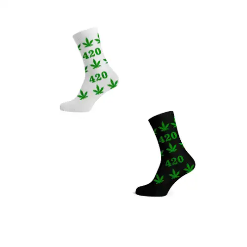 Długie Skarpetki 420 z Liściem Konopi Rozmiar 40-45
