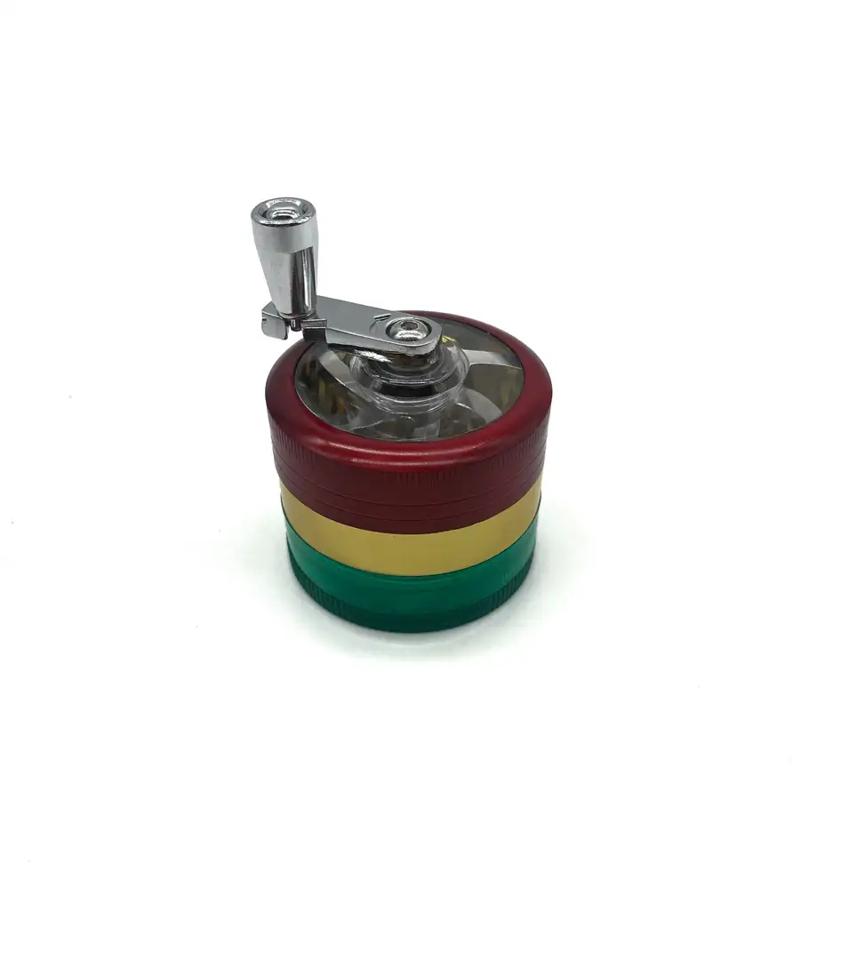 Metalowy grinder z korbką i schowkiem Rasta