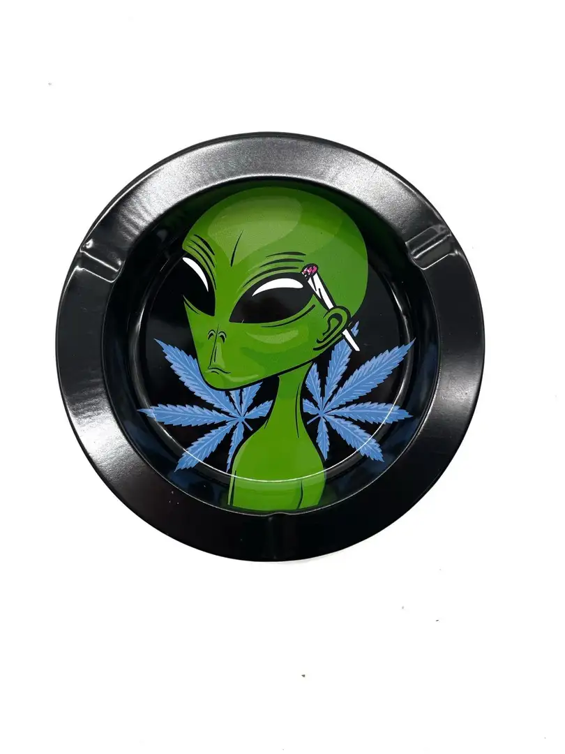 Metalowa Popielniczka Grass Alien 13x2 cm – Odporna na Ciepło Blaszana Tacka na Popiół