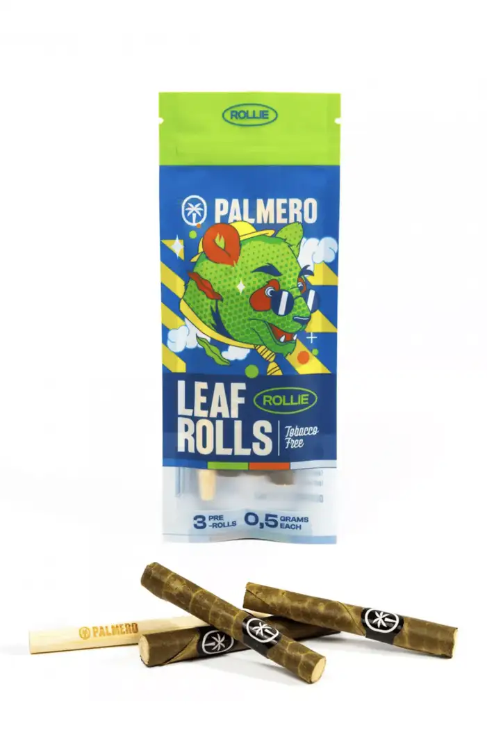 Palmero pre rolls z liścia palmowego Rollie Leaf Rolls 3 szt naturalne blunty z filterkiem i ubijakiem