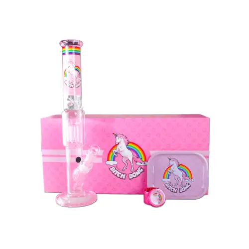 Black Leaf BITCH Bong Różowe Bongo Zestaw w Walizce