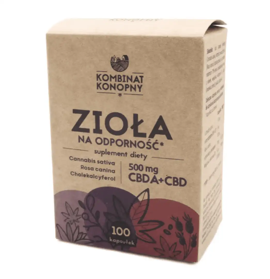 Zioła na odporność CBDA+CBD 500 mg – Kombinat Konopny 100 kapsułek
