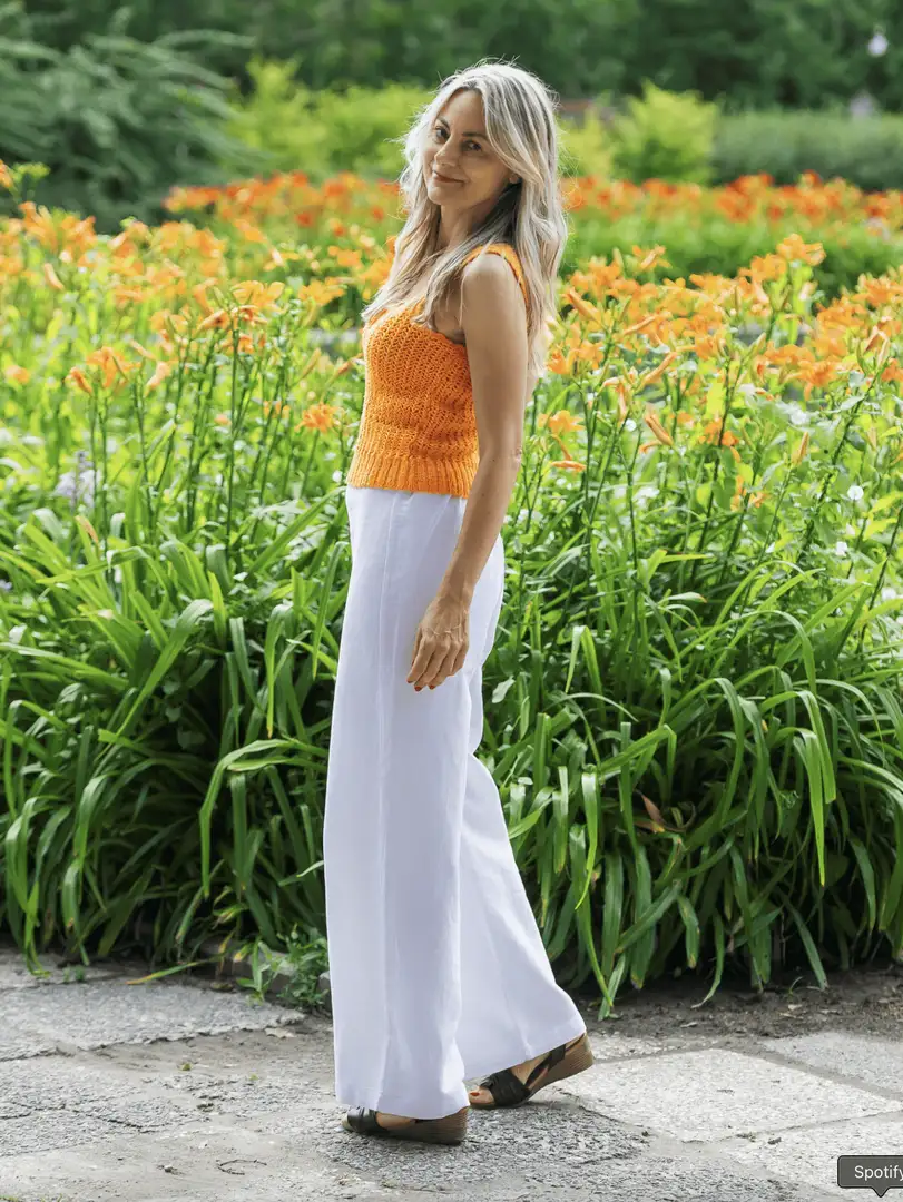 Spodnie damskie konopno-bawełniane z gumką – białe, szerokie nogawki